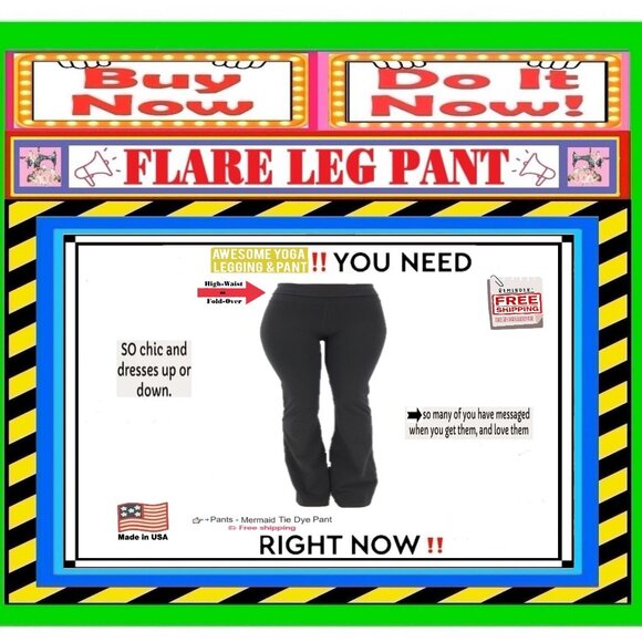 📢 BULLY High Waist➕🆒 LEGGING PANT Fold Over FLARE LEG Solid Stretch💸BUY NOW‼️ - Picture 11 of 16